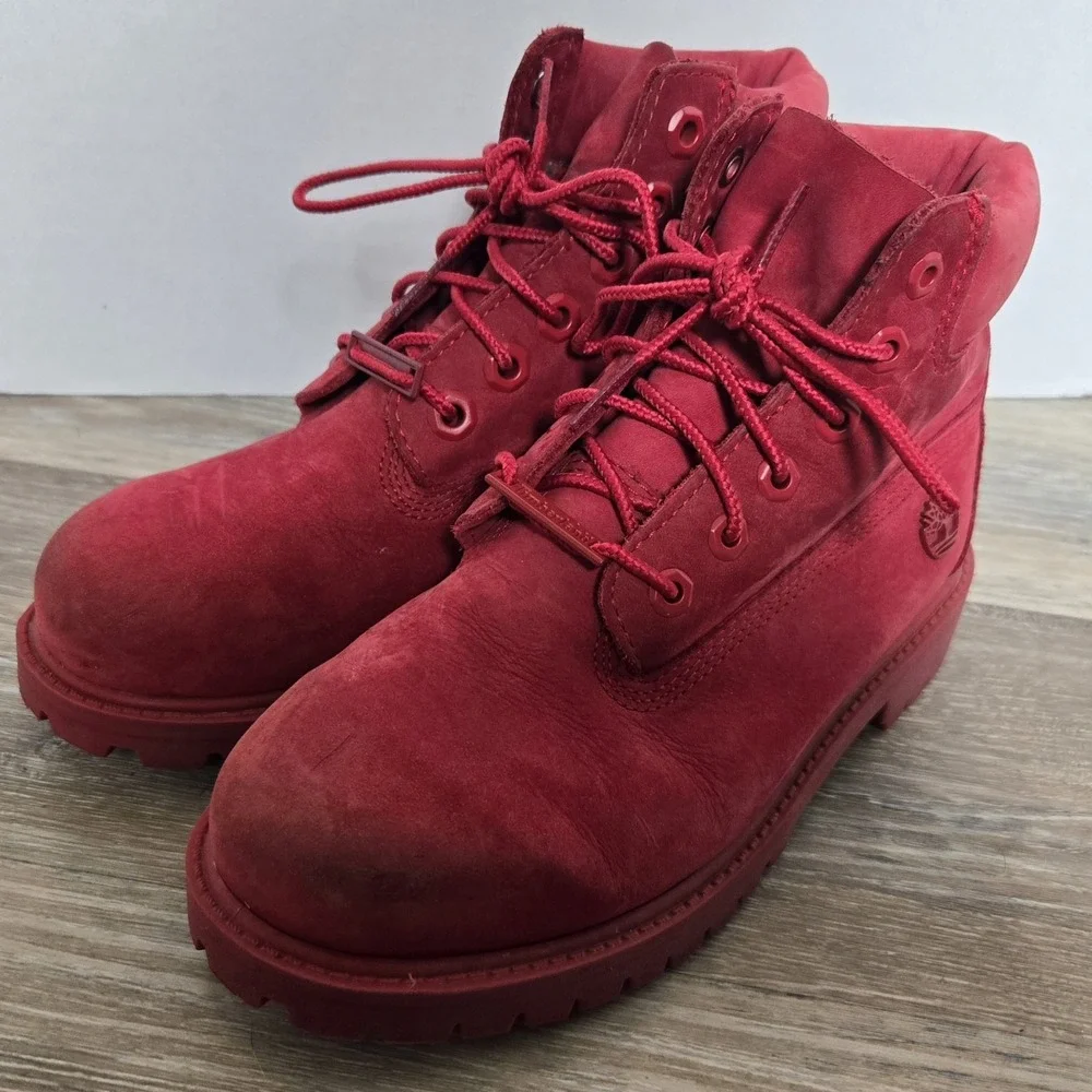 Timberland Boots‎ 6 inch Premium Red Waterproof Kids Youth Juniors Boys Size 2.5